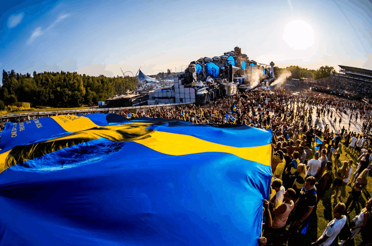 Swedish Avicii flag at Tomorrowland 2018