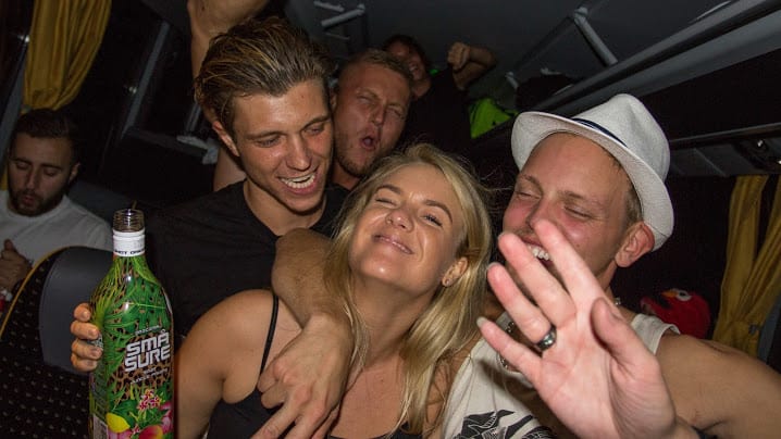 Happy people on bus